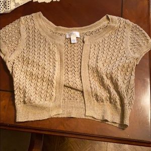 Cropped cardigan knit light brown color, size M